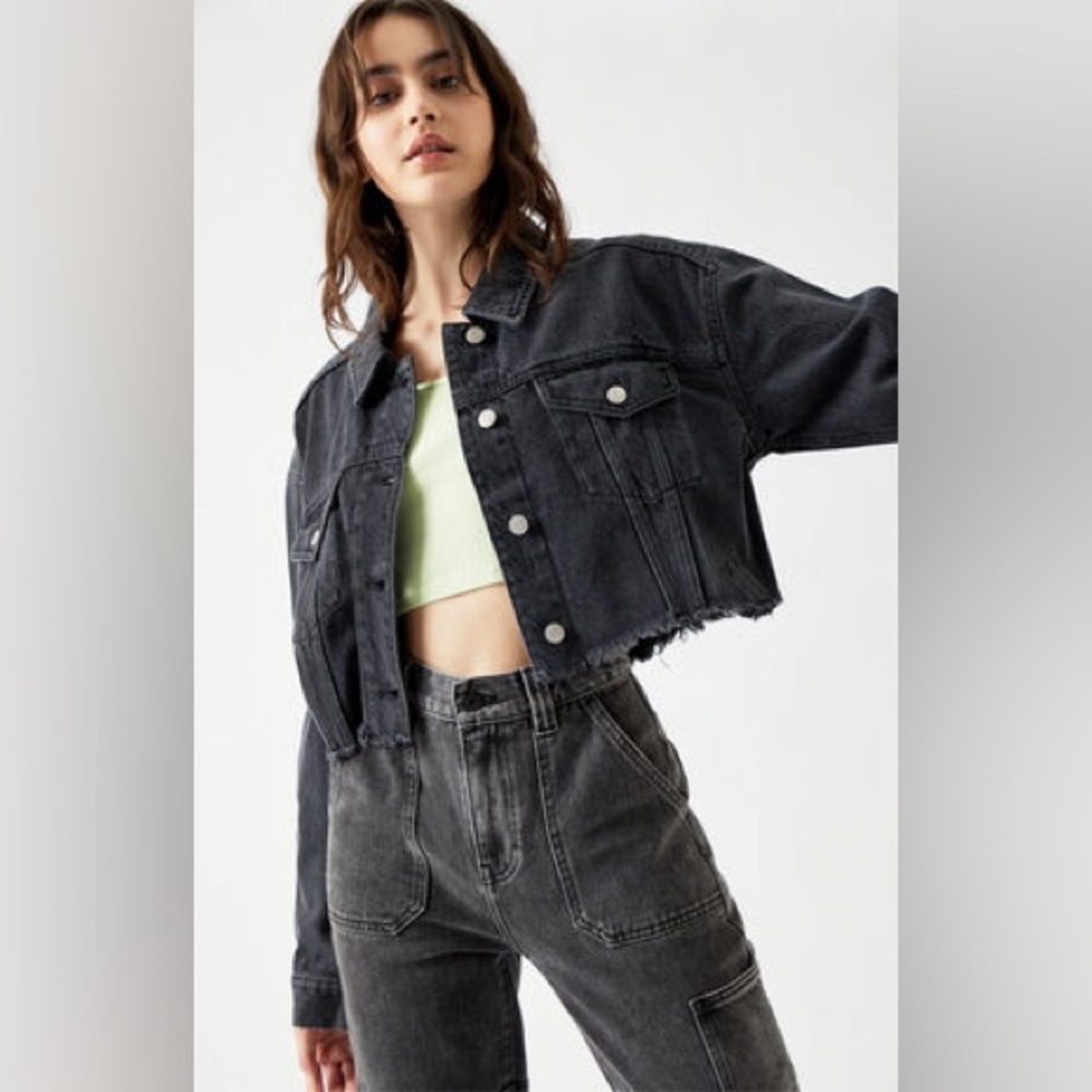 Premium Jeans Black Label Cropped Black Denim Jacket